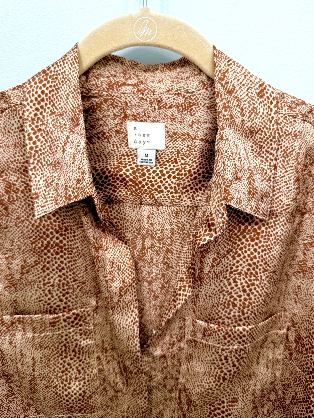 AND Snake Print Satin Popover Blouse Size M